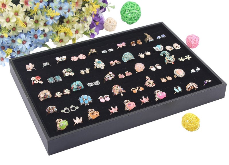 Stratalife Ring Organizer for Jewelry Stackable Ring Storage Display Tray Jewelry Holder Showcase for Multiple Rings Drawer Inserts Black(100 Slot) - Image 3